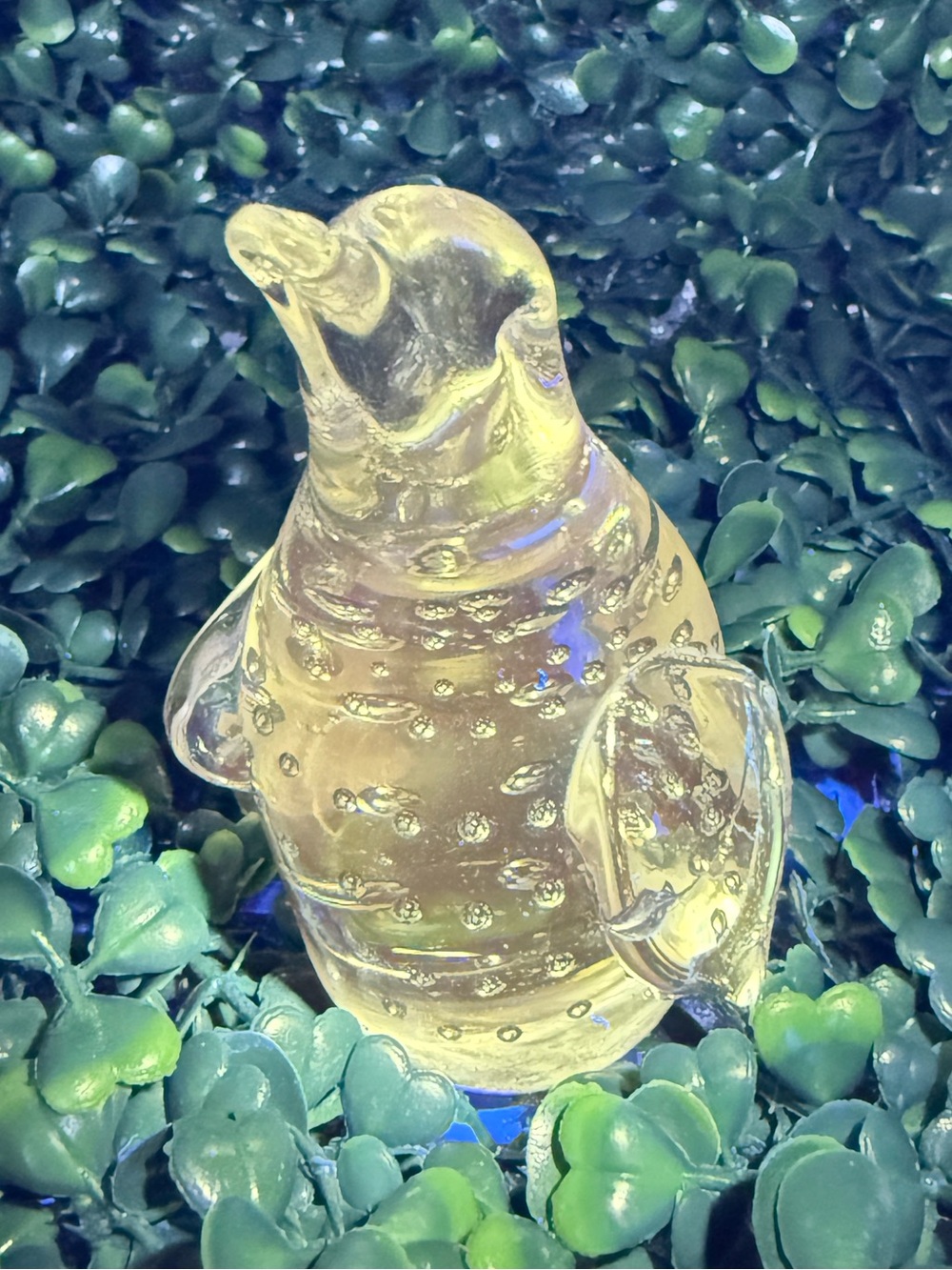 *GLOWS* Vintage Art Glass Controlled Bubble Penguin Paperweight Figurine